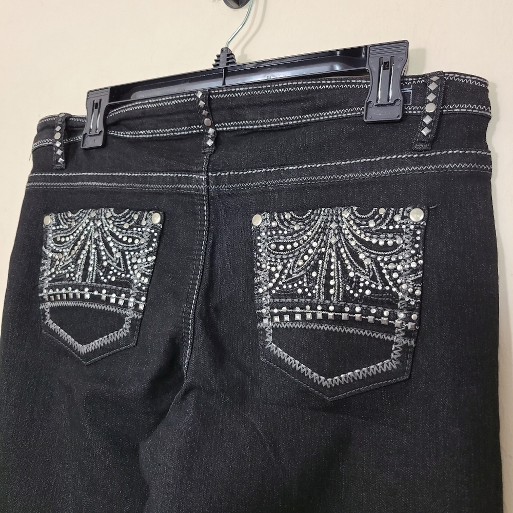 Black Med Rise Skinny Jeans Womens 10 Studded Embellished Pockets NWT Salt Works